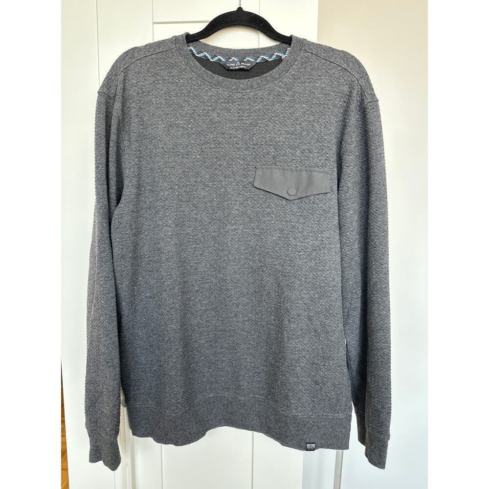 Alpine Design Men's Gray Textured Pullover Crewneck Sweatshirt, Size M, EUC